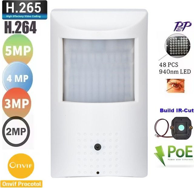 HQCAM IP Kamera 5MP mit Mini PIR LED und Audio, White, H.265, ONVIF, PoE, Indoor Video Überwachung System - Bild 1
