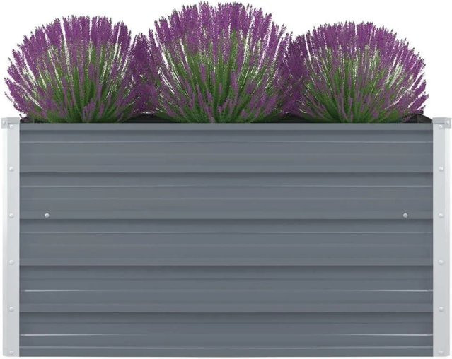 vidaXL Hochbeet aus verzinktem Stahl in Grau, B/T/H: 100 x 100 x 45 cm - Bild 1
