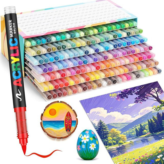 Acrylfarbenstifte-Set mit flexibler Pinselspitze in Multicolour für Felsmalerei, Keramik und Künstlerbedarf - Bild 1