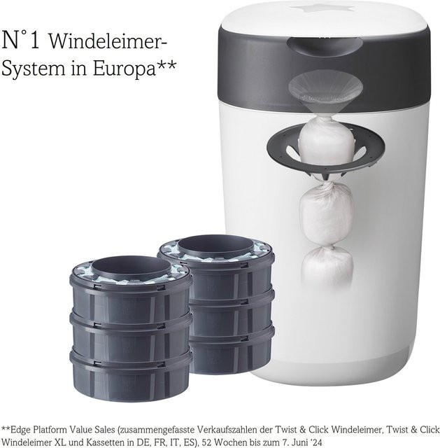 Tommee Tippee Twist & Click Windeleimer in Weiß inklusive 6er-Pack Nachfüllkassetten - Bild 1