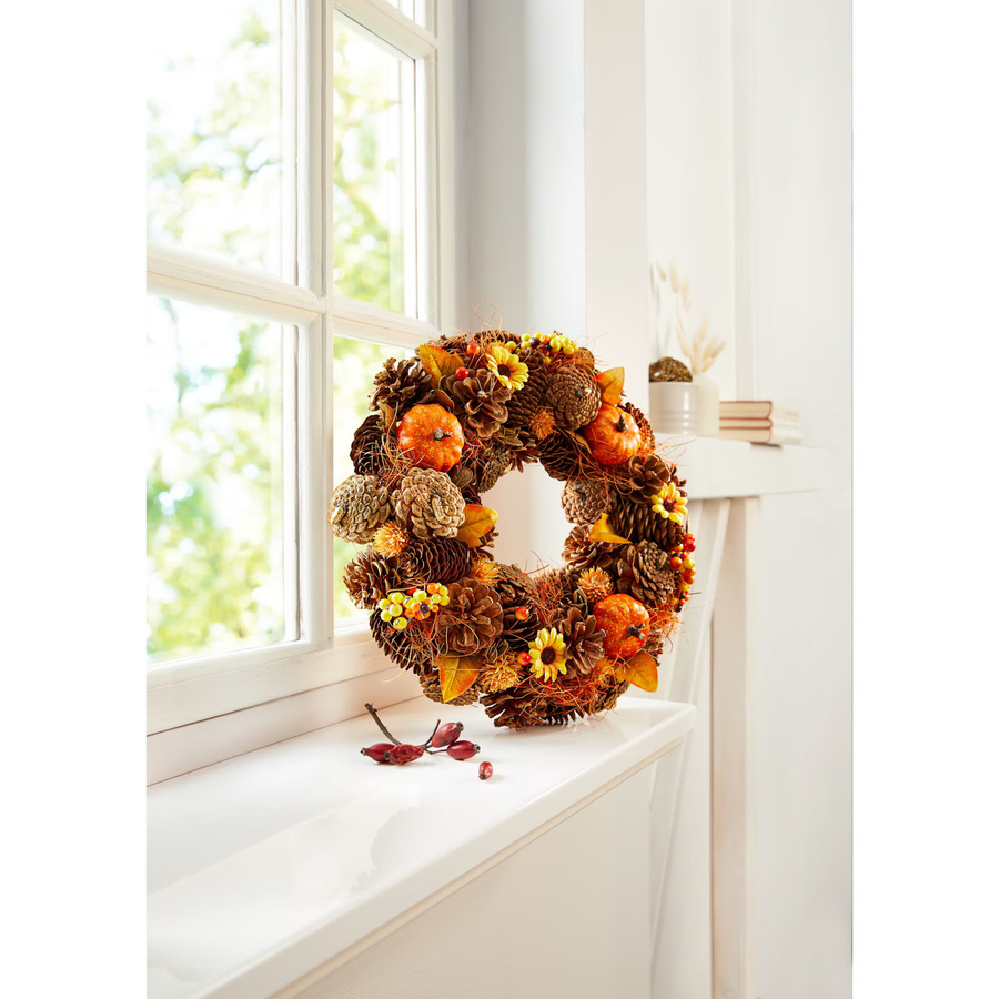 Deko-Kranz Goldener Herbst von Viva Domo in Gold und Multicolour mit Blättern für eine rustikale Dekoration - Bild 2