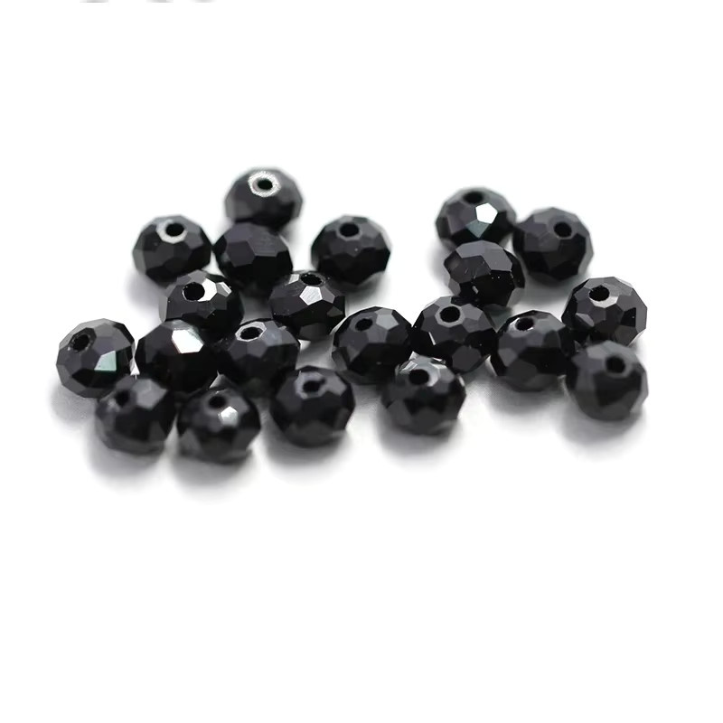 QIAO Glas-Rundperlen Rondell, Schwarz, 4-8mm - Bild 2