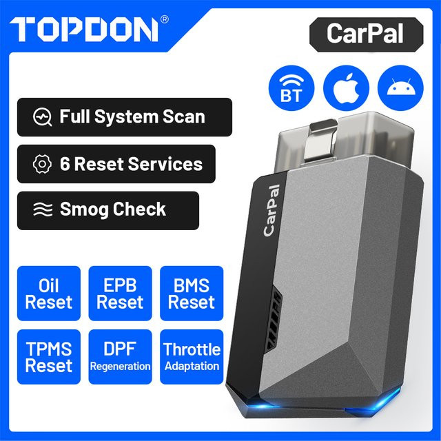 TOPDON OBD2 Bluetooth Scanner für Auto mit Systemdiagnose und Batterietest in Schwarz - Bild 1