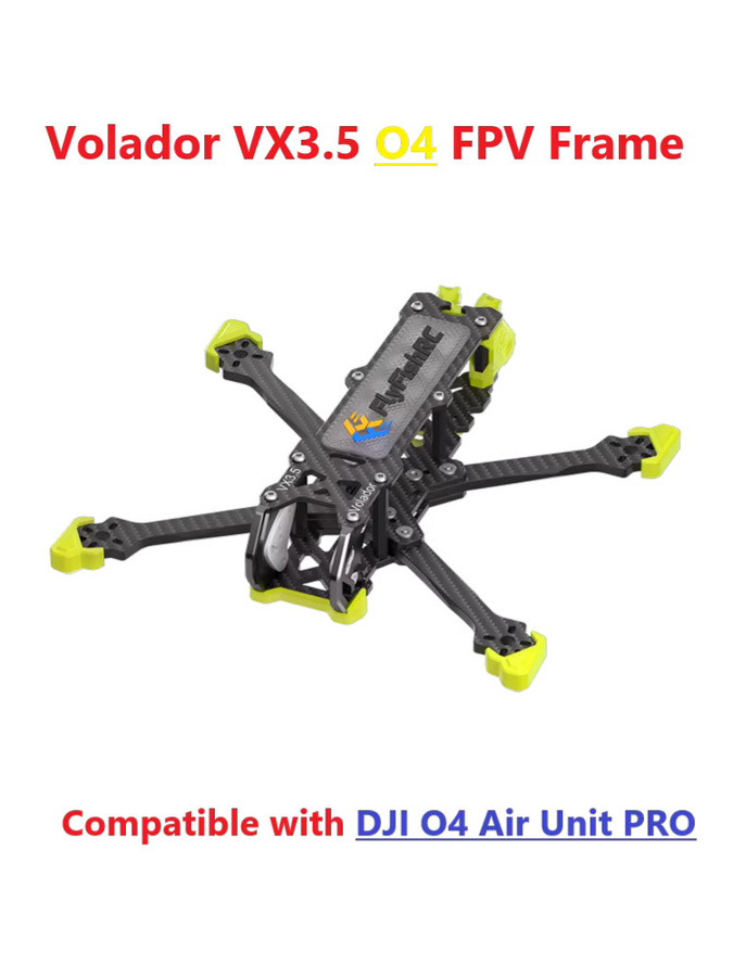 FlyFishRC Volador VX3 VX3.5 O4 Pro FPV-Rahmen für DJI O4 Air Unit Pro, Freestyle Quadcopter Kit in Schwarz und Gelb - Bild 2