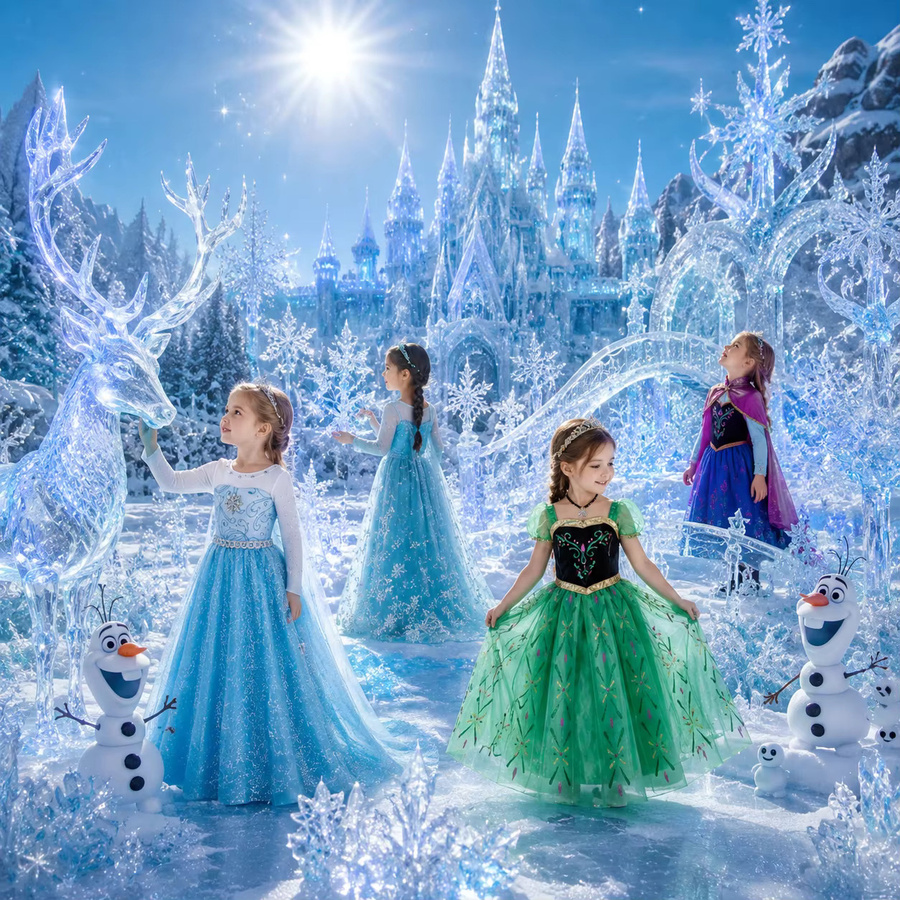 MUABABY Die Eiskönigin Elsa Anna Cosplay Schneekönigin-Kleid, Prinzessinnen-Kostüm, ab 2 Jahre - Bild 2