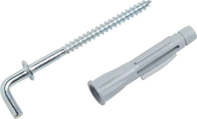LUX-TOOLS Allzweckkragendübel aus Nylon mit Schraubwinkelhaken, Farbe: Silber, Durchmesser: 8 mm, Länge: 47 mm, 4 Stück - Bild 1