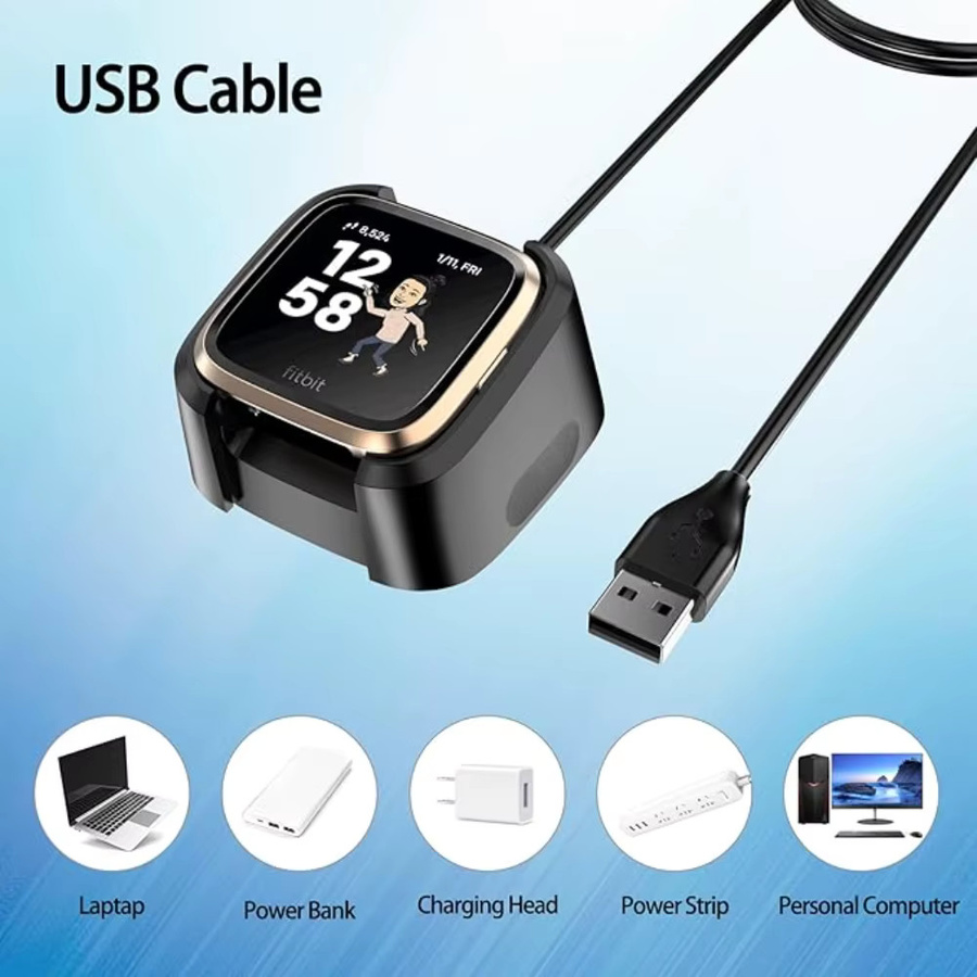 Fitbit Ersatzladegerät, USB, Schwarz, kompatibel mit Versa 1 - Bild 3
