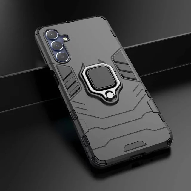 Panzerhülle für Samsung Galaxy S25 S24 S23 Ultra Plus FE und A-Serie mit Ringhalterung in Schwarz - Bild 1