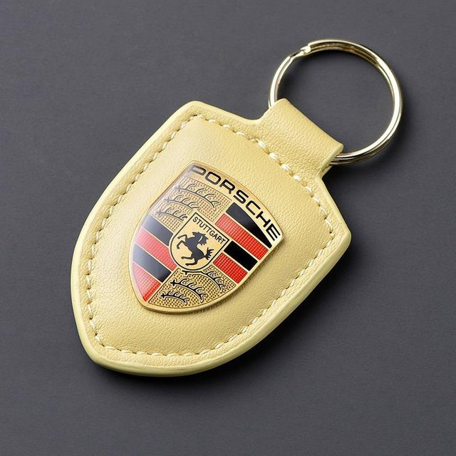 Porsche Schlüsselanhänger Leder, beige, Unisex - Bild 1