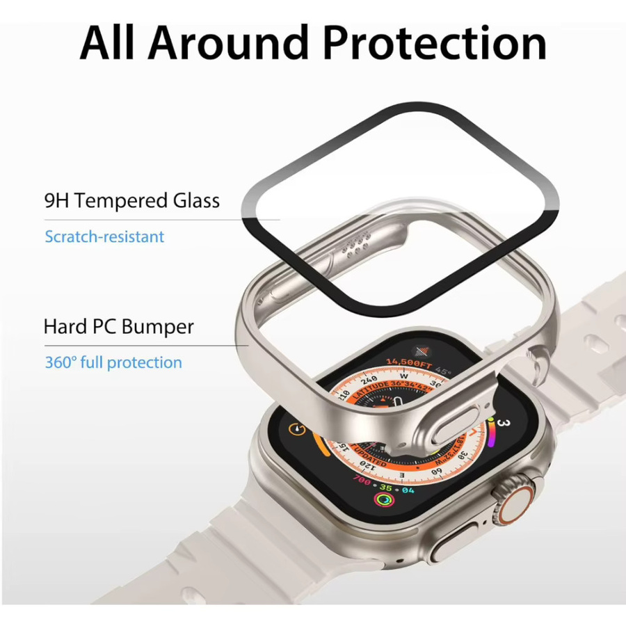 samusak Uhrenzubehör Glas Gehäuse für Apple Watch Ultra 2 49mm, Silber - Bild 2