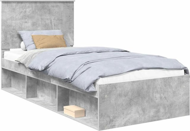 vidaXL Bettrahmen mit Kopfteil aus Kiefernholz und MDF in Grau, B/T/H: 90 x 200 cm - Bild 1
