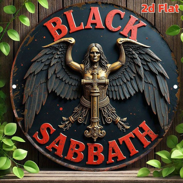 Black Sabbath Heavy Metal Blechschild von CIFBUY, rund, schwarz, Durchmesser: 19,79 cm - Bild 1