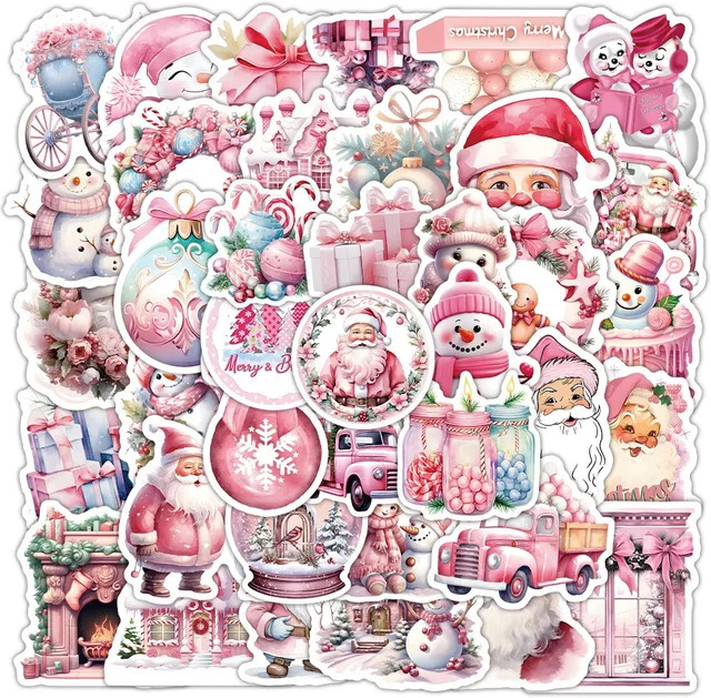 GOGOTU Weihnachtsaufkleber, pink, Herz, 50-teiliges Set - Bild 1