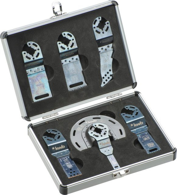 kwb Multitool Zubehör Set 7-teilig in Silber im Alukoffer für Holz, Metall und Kunststoff - Bild 1