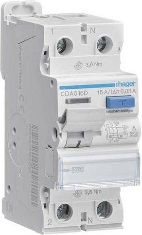 Hager FI-Schutzschalter CDA516D A 2polig 16A 0,03A 230V - Bild 1