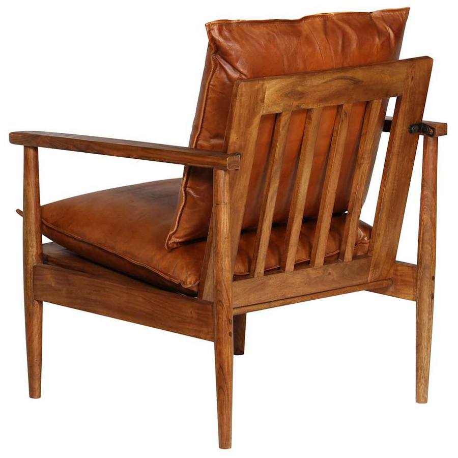 vidaXL Sessel Braun aus Ziegenleder und Akazienholz im Retro-Design - Bild 3