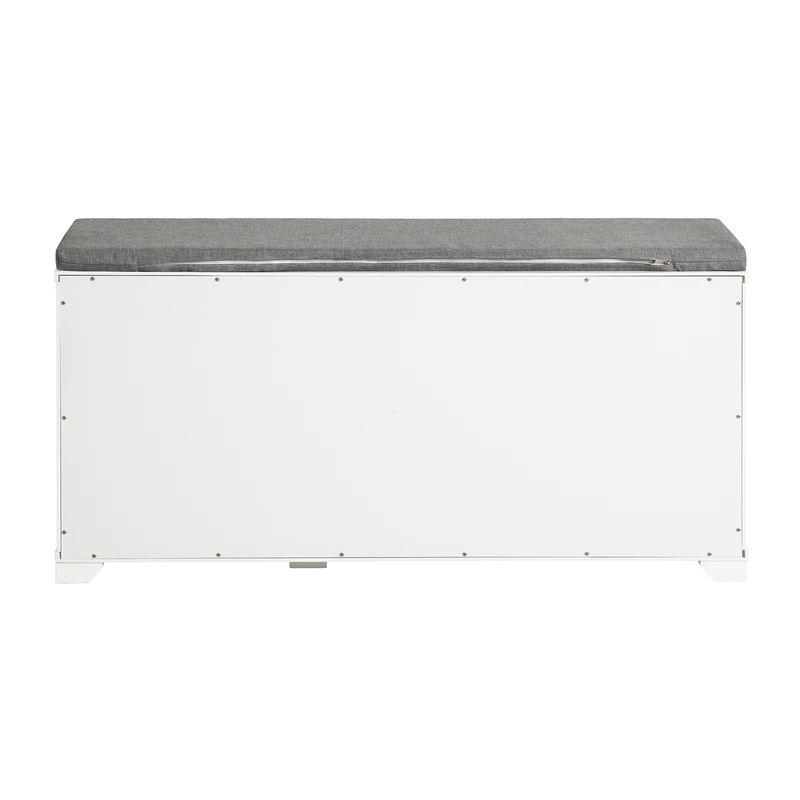 SoBuy Schuhbank FSR119-W in Weiß mit Sitzkissen und Drehtür, Klassisch und Minimalistisch, B/T/H: 90 x 24 x 47 cm - Bild 3