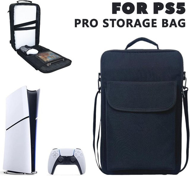 Aufbewahrungstasche für PS5 PRO und PS5 Slim, Host-Rucksack in Schwarz, kompatibel mit PlayStation - Bild 1