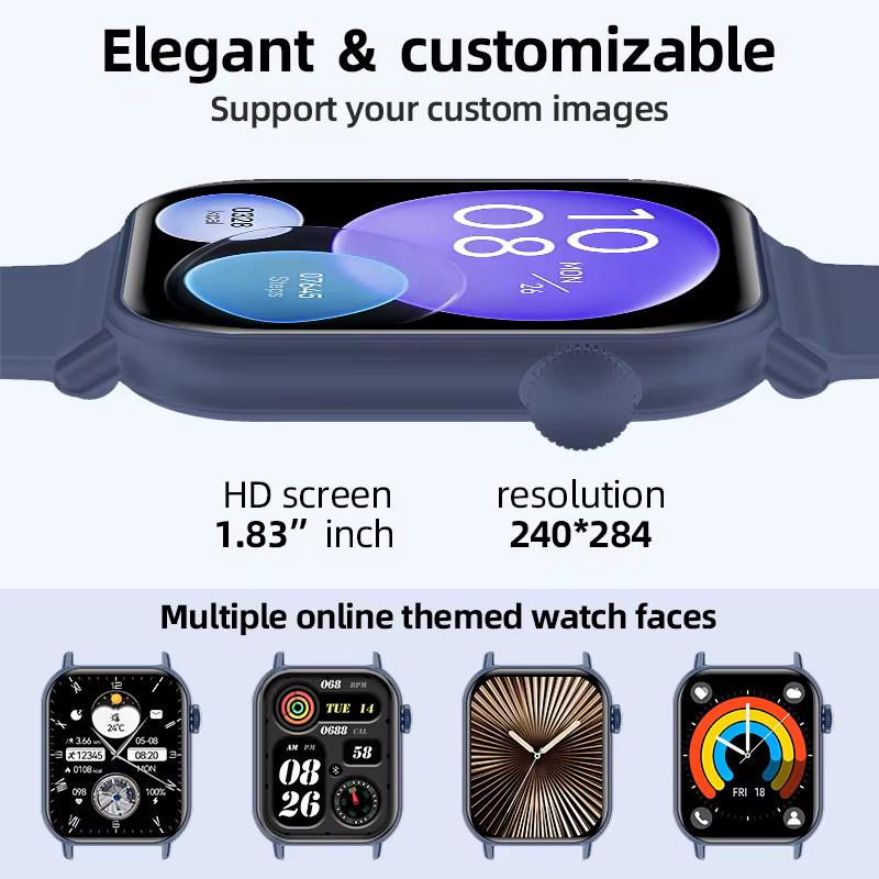LIGE Smartwatch, 1,83 Zoll, Blau, Silikon, Herren - Bild 3