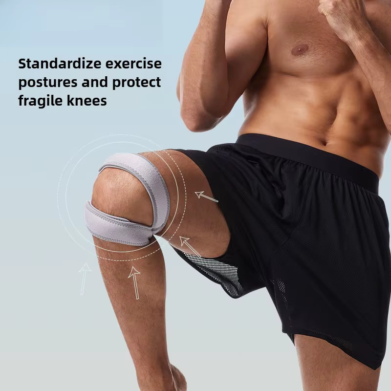 QHSPE Verstellbare Patella-Kniestütze mit doppelten Silikonstreifen zur Stoßdämpfung, atmungsaktiv und rutschfest für deinen Knieschutz - Bild 4