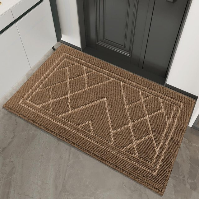 Verschleißfeste Polypropylen-Fußmatte in Braun zur Staubentfernung, Anti-Rutsch-Eingangstür-Matte, B/T: 80 x 45 cm - Bild 1