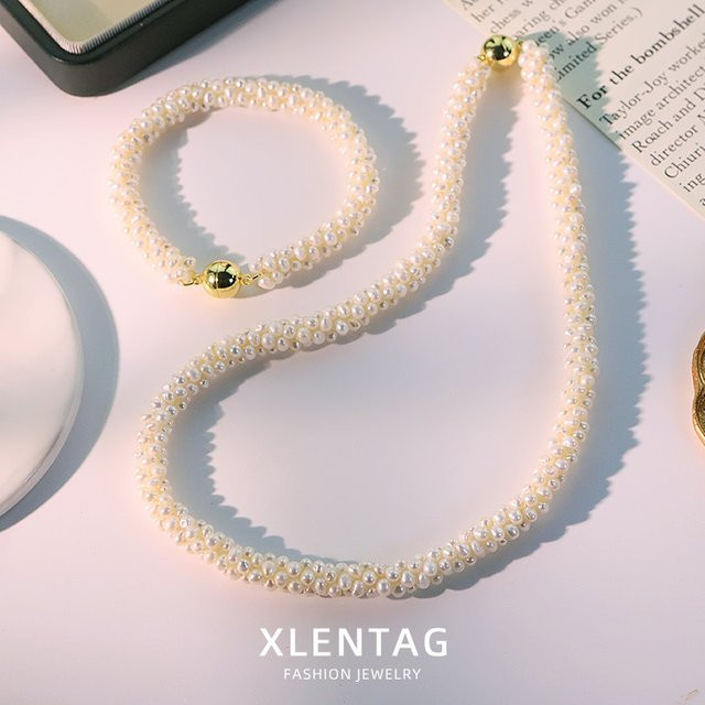 GLSEEVO Schmuckset Halskette und Armband, Süßwasserperle, Damen - Bild 1