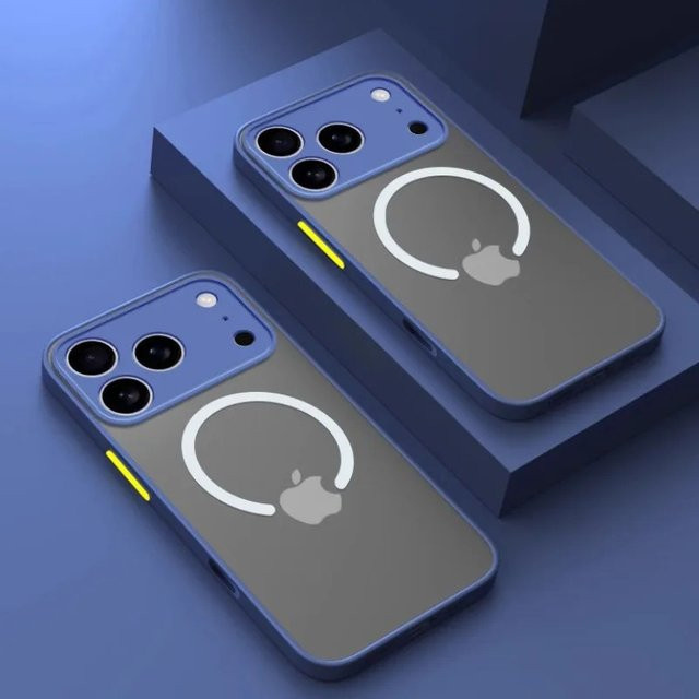 Matte magnetische Handyhülle für Apple iPhone kompatibel mit MagSafe, Hart-PC Rückseite, Schwarz und Grün - Bild 1