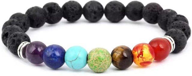 Lucky Star Jewelry Armband, Vulkanstein, Handperlen, Zirkon, Unisex, 19,5 cm - Bild 1
