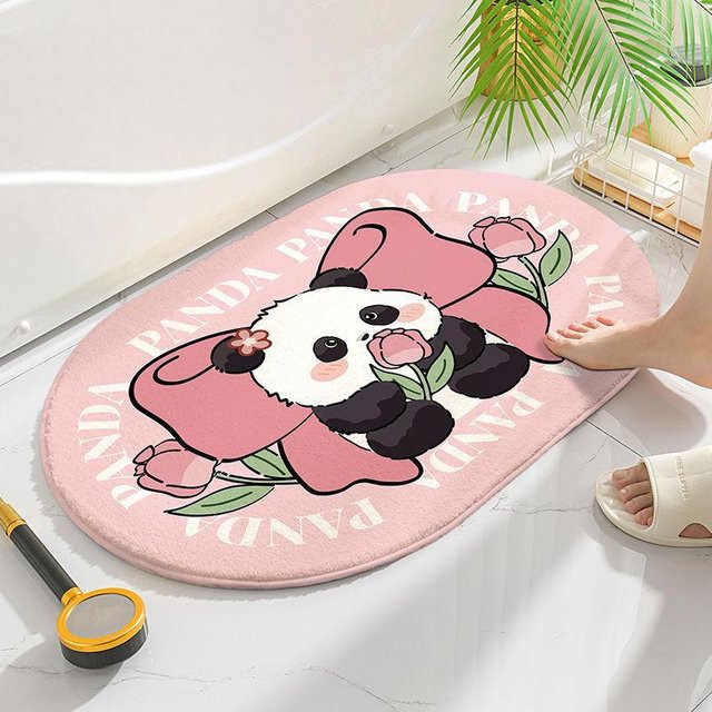 Rutschfeste Panda Badezimmermatte von Yiran Furniture, absorbierende Kieselgur-Fußmatte in Pink, B/B: 40 x 60 cm - Bild 1