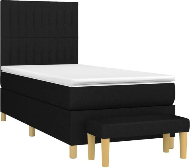 vidaXL Boxspringbett Hybrid mit Matratze Schwarz B/T/H: 100 x 200 x 118 cm - Bild 1