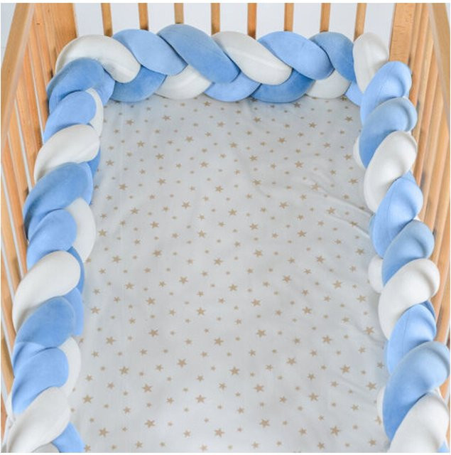 Cangaroo Bettnestchen Braidy geflochten Bettumrandung mit Rückenstütze blau weiß B/H/T: 220 x 13 x 3,5 cm - Bild 1