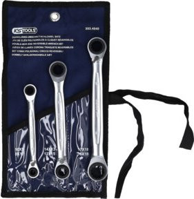 KS Tools GEARplus 4 in 1 umschaltbarer Doppel-Ratschenringschlüssel-Satz, 3-teilig, Silber - Bild 1