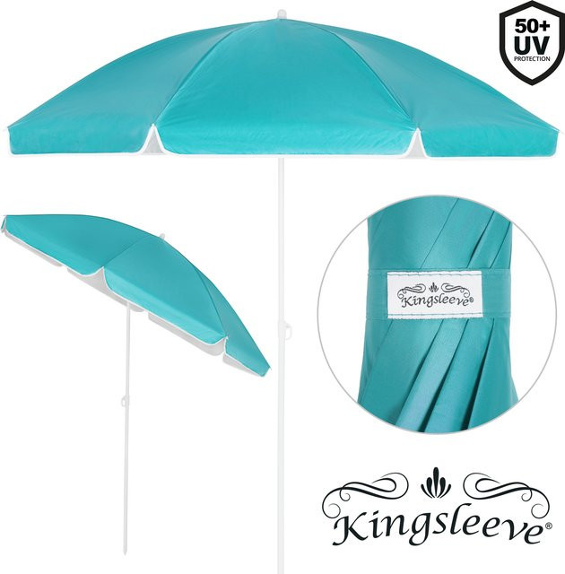Kingsleeve Marktschirm Crete in Türkis mit UV-Schutz UPF 50+ und Neigefunktion, Durchmesser: 200 cm - Bild 1