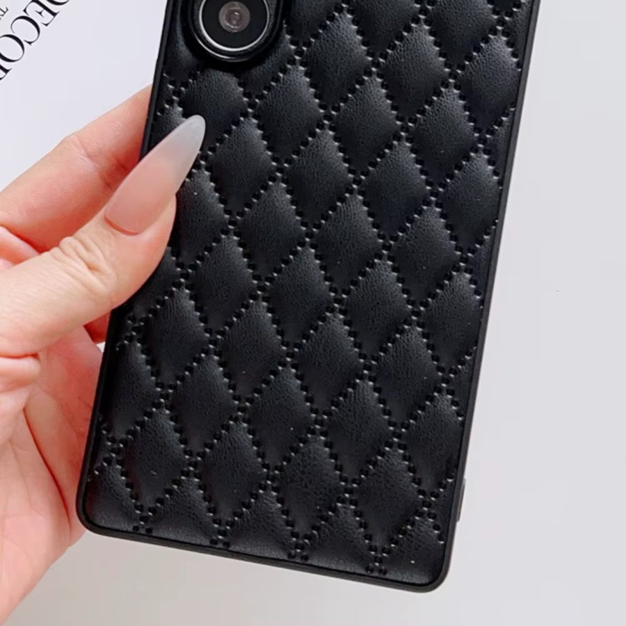 Luxuriöse Handyhülle aus PU-Leder mit Rautenmuster für Samsung Galaxy S26 S25 S24 S23 S24 FE S23+ S23 Plus A56 A55 A54 A53 A36 A35 A26 in Schwarz - Bild 5