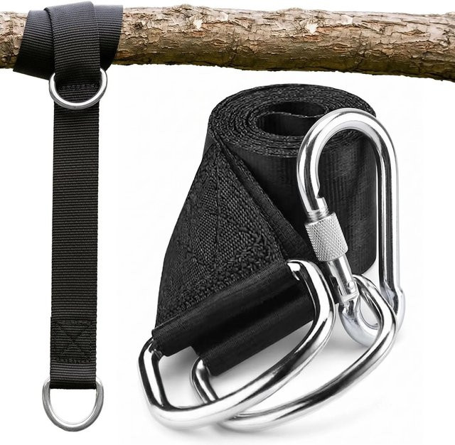 AMANKA Hängesessel-Befestigung für Baum aus Polyester und Stahl, Schwarz, Länge: 300 cm, Breite: 5 cm, Belastbarkeit bis 150 kg - Bild 1