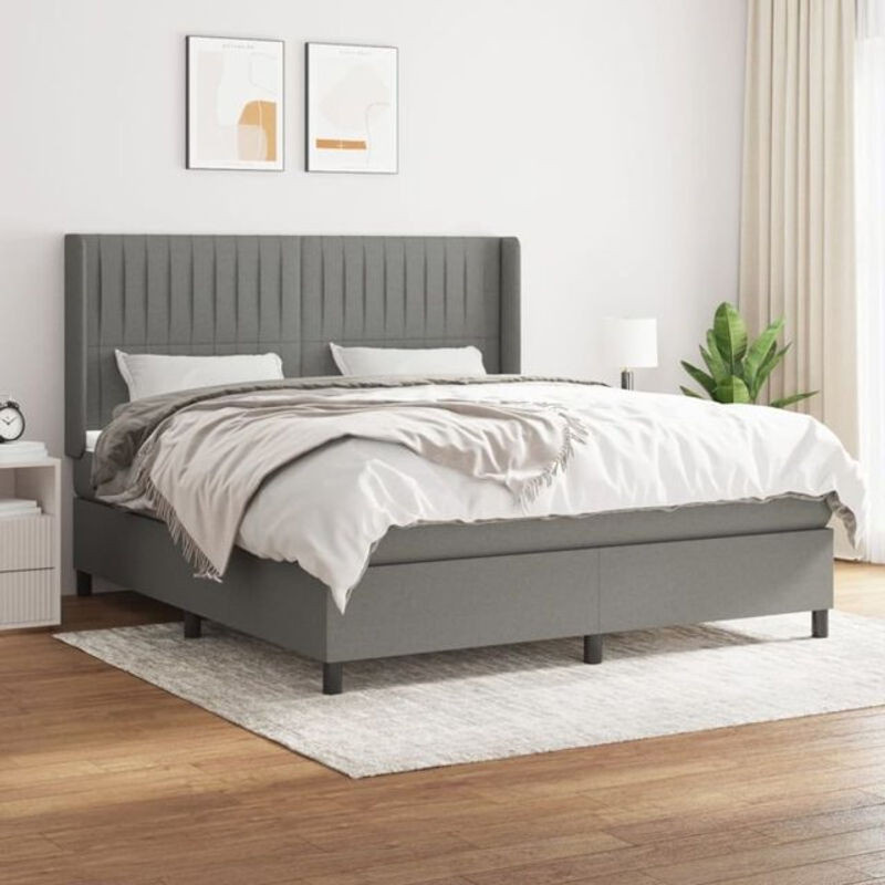 Vidaxl Boxspringbett mit Matratze aus Stoff in Anthrazit B/T/H: 160 x 200 cm - Bild 1