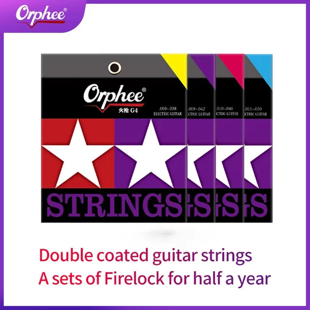 Orphee E-Gitarren Saiten Fire Lock Serie mit Nano-Beschichtung und Sechseckkern aus 100% Nickel - Bild 1