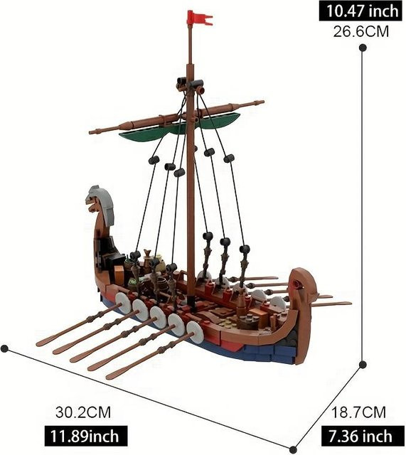 Garno MOC Mittelalterliches Wikingerschiff, Bausteine, 463 Teile, ab 14 Jahre - Bild 1