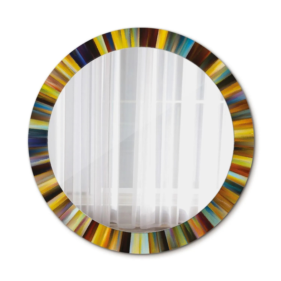 Tulup Rundspiegel mit buntem Strahlen-Aufdruck in Multicolour, Durchmesser: 90 cm - Bild 2