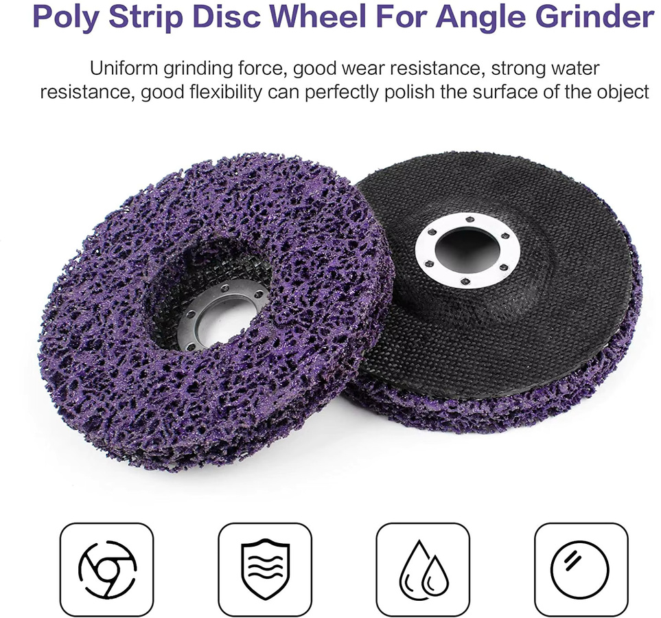 NuoDunco Poly-Strip Korallenschleifscheibe zum Entfernen von Farbe und Rost für Winkelschleifer, Farbe: Lila, Durchmesser: 100 mm, 115 mm oder 125 mm - Bild 3