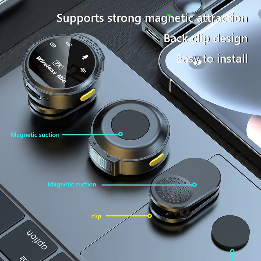 Basix Kabelloses Lavalier-Mikrofon mit Geräuschunterdrückung und Ladebox in Schwarz für iPhone und Android via Bluetooth und USB-C - Bild 2