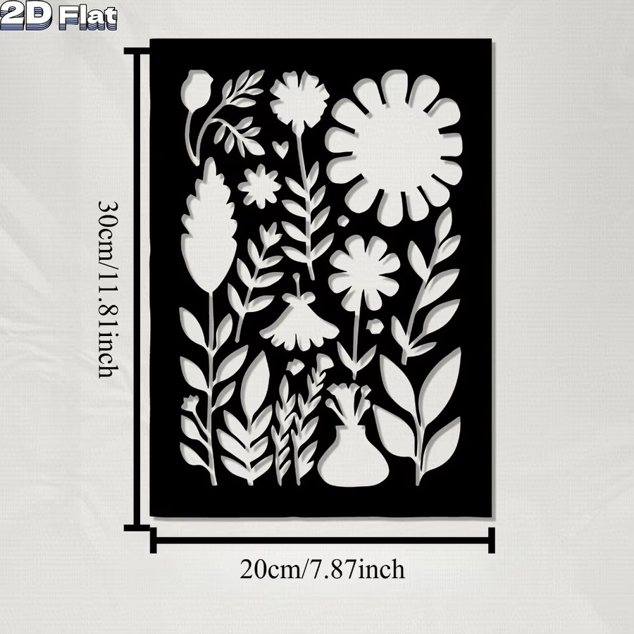 CIFBUY Moderne Metall-Blumenwandskulptur in Schwarz, Rostbeständige Eisen-Wanddekoration mit floralem Design für Garten und Heim - Bild 3