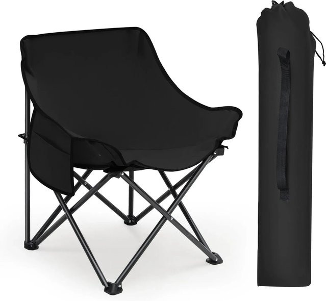 Sunula Campingstuhl faltbar aus 600D-Oxford-Gewebe und Stahlrahmen, Schwarz - Bild 1