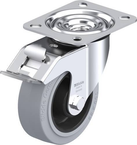 Blickle Lenkrolle LE-POEV 100XR-FI-SG mit Feststeller, Rad-Durchmesser: 100 mm, Tragfähigkeit: 150 kg, Schwarz-Grau-Blau - Bild 1