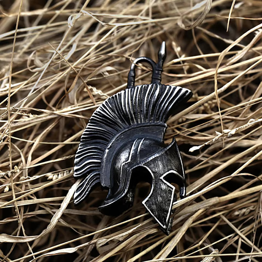 owlucky Halskette Spartan Helm Anhänger, Edelstahl, Schwarz, Herren - Bild 3