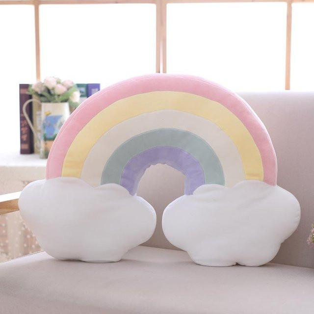 Yiran Health & Beauty Plüschkissen Wolke und Stern in Regenbogenfarben zur Dekoration - Bild 1