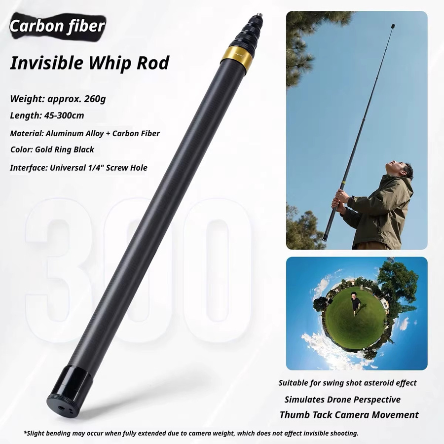 Insta360 Unsichtbarer Selfie-Stick aus Carbonfaser für X4, X5, X3 als Bullet Time Bundle Stativ-Griff in Schwarz - Bild 5