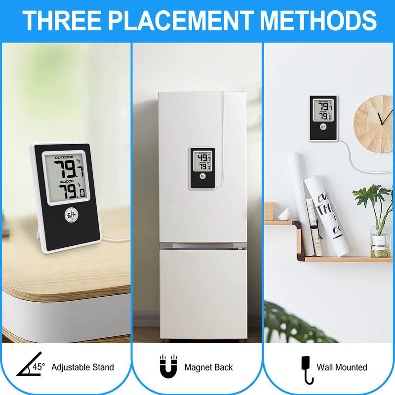 Urageuxy Digitales Innen- und Außenthermometer in Schwarz mit kabelgebundenem Sondensensor für Zuhause, Büro, Gewächshaus und Aquarium - Bild 3