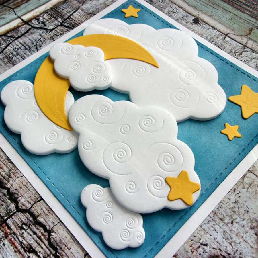 Metall-Stanzformen Nachthimmel mit Wolken, Sternen und Mond für DIY Scrapbooking und Papierhandwerk - Bild 4