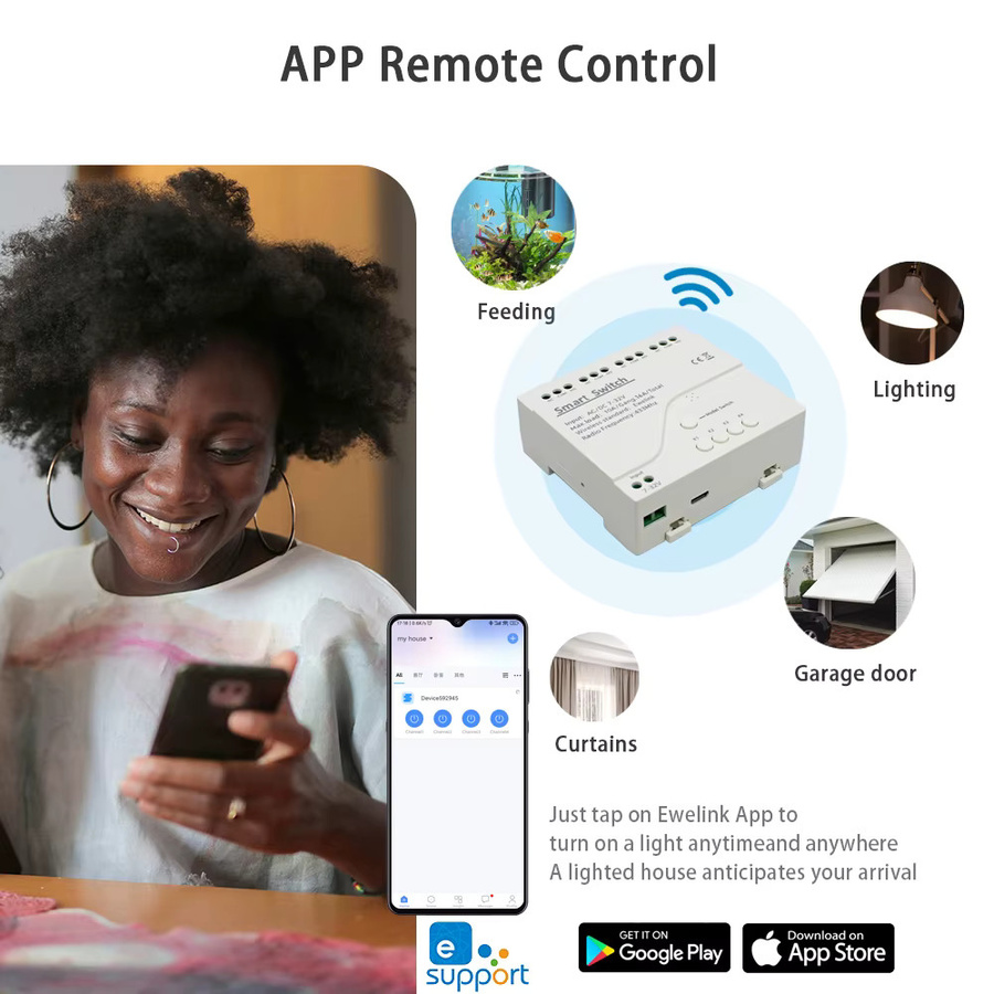 Ewelink 4-Kanal Smart WIFI Relaismodul Funk-Unterbrecher Stromkreisschutzschalter in Weiß - Bild 2